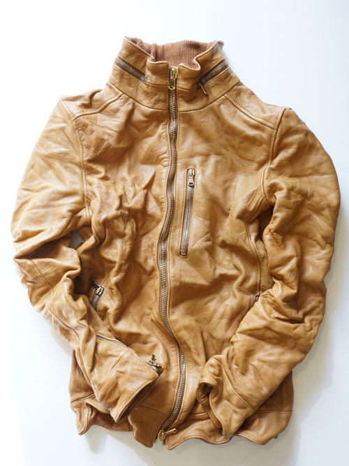 未使品】NICOLECLUB 刻ん ムラ染シワ加工ライダース・レザージャケット・46
