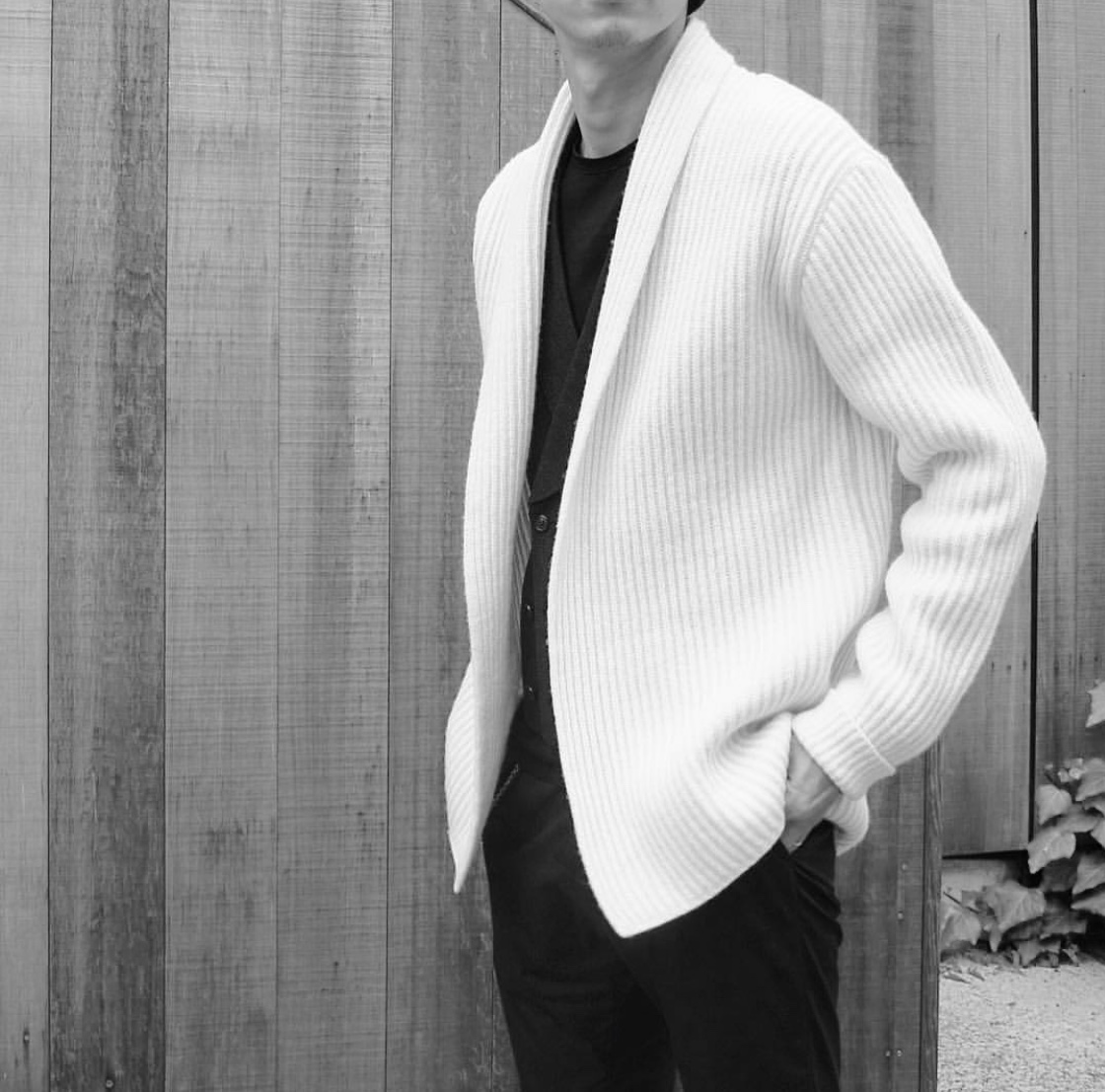 小物 attachment narrow shawl collar SHAWL COLLAR CARDIGAN | junhashimoto